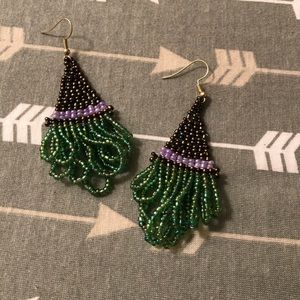 Handmade Beaded Witches Hair Earrings